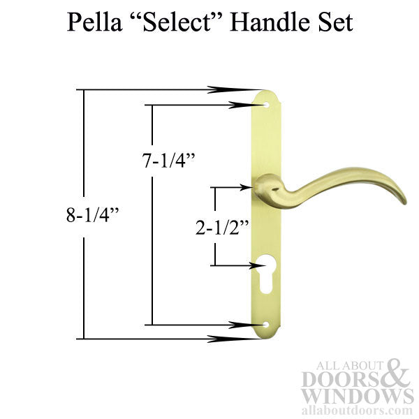 Pella Select 6000 Series Mortise Lock Storm Door Hardware Trim - Brushed Brass - Pella Select 6000 Series Mortise Lock Storm Door Hardware Trim - Brushed Brass