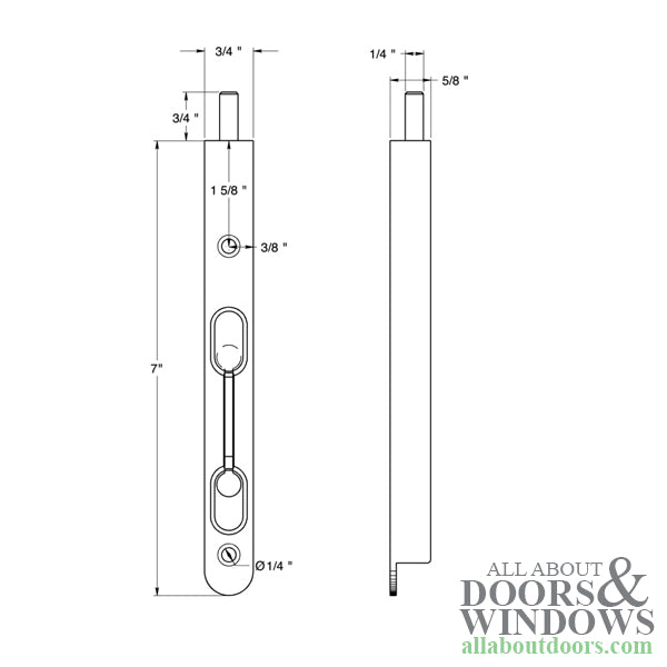 7 Inch Flip Lever Mortise Flush Bolt with Flat Bolt - Choose Color - 7 Inch Flip Lever Mortise Flush Bolt with Flat Bolt - Choose Color