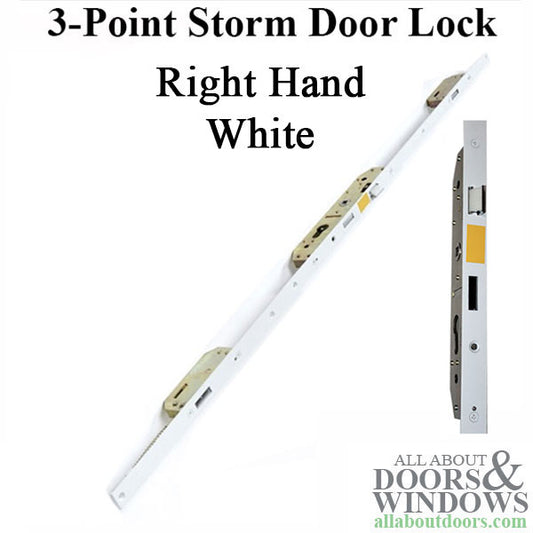 Storm Door Multipoint Lock (MPL), 2 Hooks and Deadbolt, RH - White