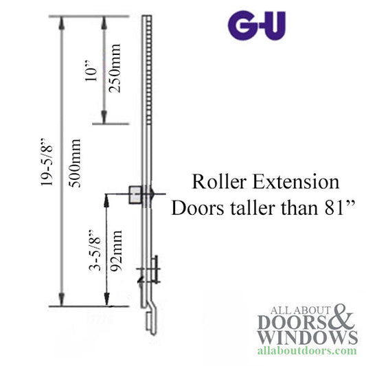 Top Extension 500mm  w/ Pin ( roller ) > 6-8 Doors