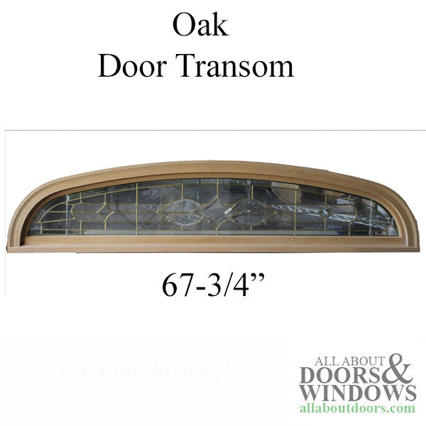 Door Transom Unit Size:  67-3/4 x 13-5/8 Leaded glass - Brass Caming - OAK - Door Transom Unit Size:  67-3/4 x 13-5/8 Leaded glass - Brass Caming - OAK