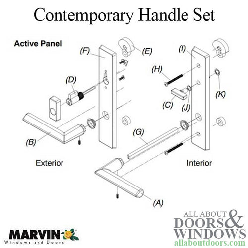 Marvin Contemporary Handle Set, Active Keyed, Various Finishes - Marvin Contemporary Handle Set, Active Keyed, Various Finishes