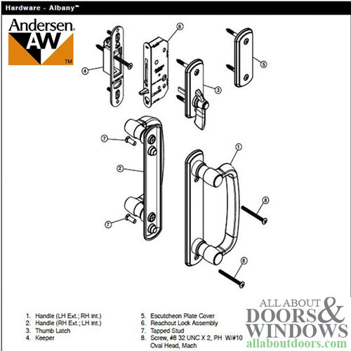 Andersen Frenchwood Gliding Doors - Lock Assembly - Albany - Exterior - Right - Stone - Andersen Frenchwood Gliding Doors - Lock Assembly - Albany - Exterior - Right - Stone