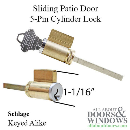 5 Pin Lock Cylinder Schlage American Lock Cylinder Fits Sliding Door Keyed Alike - 5 Pin Lock Cylinder Schlage American Lock Cylinder Fits Sliding Door Keyed Alike