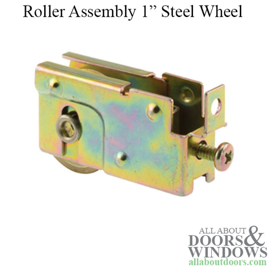 Sliding Door Roller With F Tab Housing 1 Inch Steel Wheel Center Grooved Roller With Adjustable Housing