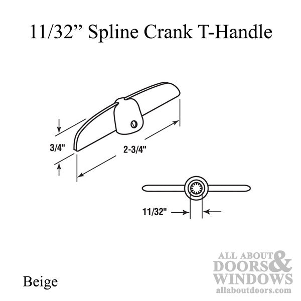 Crank Handle Pair, 11/32” Spline, Beige - Crank Handle Pair, 11/32” Spline, Beige