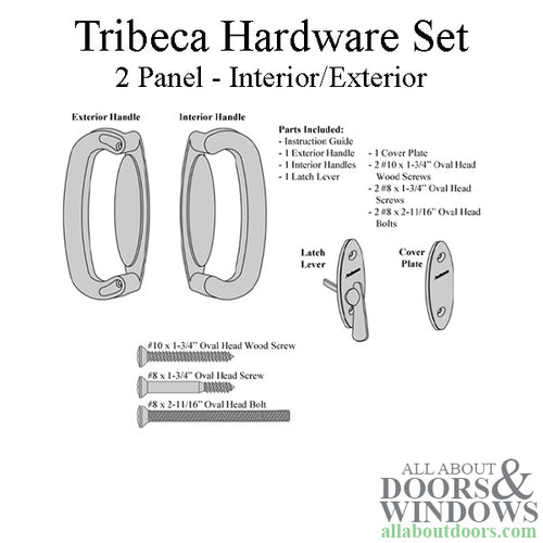 Andersen 2 Panel Gliding Door Tribeca Interior/Exterior Hardware Set - Stone - Andersen 2 Panel Gliding Door Tribeca Interior/Exterior Hardware Set - Stone