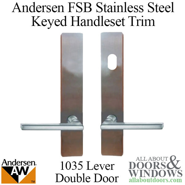 Andersen FSB 1035 Complete Keyed Trim Set for Double Door - Stainless Steel - Andersen FSB 1035 Complete Keyed Trim Set for Double Door - Stainless Steel