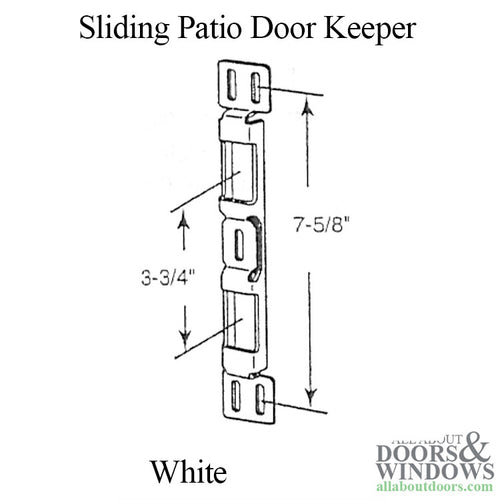 Keeper - Sliding Patio Door, Heavy Gauge - Stamped Steel, White - Keeper - Sliding Patio Door, Heavy Gauge - Stamped Steel, White