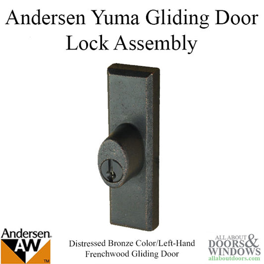 Andersen Frenchwood Gliding Door - Lock Assembly w/Keys, Yuma - Left Hand - Distressed Bronze