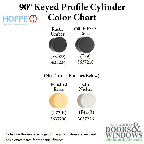 55.5/35.5 Hoppe Non Logo 90° Active Keyed Euro Profile Cylinder, Crescent Knob - 55.5/35.5 Hoppe Non Logo 90° Active Keyed Euro Profile Cylinder, Crescent Knob