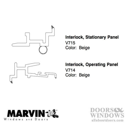 Marvin Trim V715 Interlock for Stationary Door Panel Beige - Marvin Trim V715 Interlock for Stationary Door Panel Beige