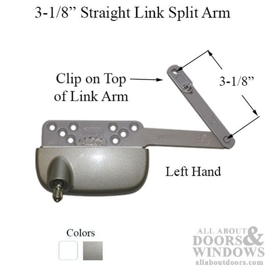 New Style Sill Mounted Straight Link 4-3/4 Inch Split Arm Casement Window Operator, Left Hand