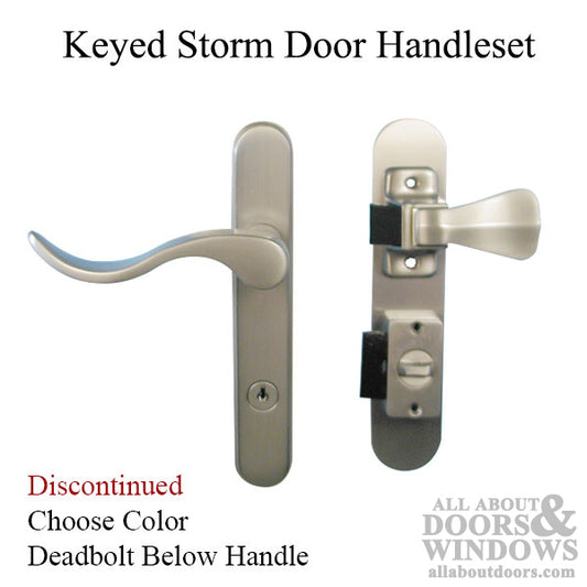 Storm Door Handle Set  Keyed Deadbolt - Below Handle  - Choose Color