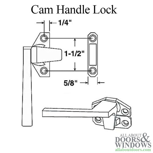 Cam Handle lock - 1-1/2 Inch Hole C-C - Left - Choose Color - Cam Handle lock - 1-1/2 Inch Hole C-C - Left - Choose Color