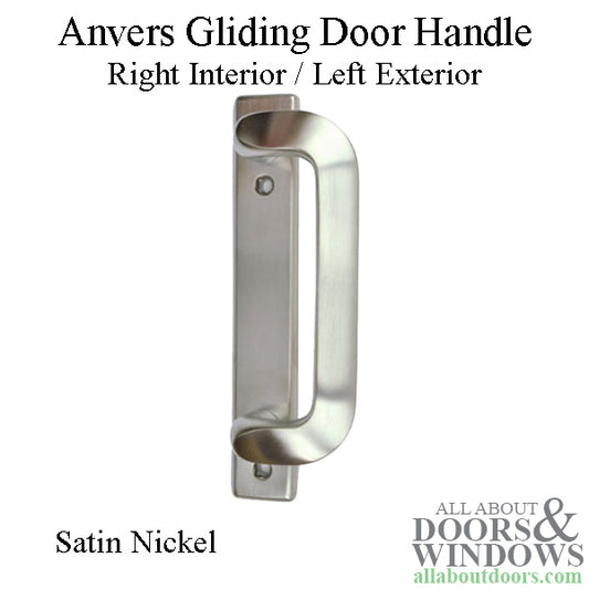 Andersen Anvers Gliding Door Handle, Anvers Style - Right Interior/Left Exterior - Satin Nickel