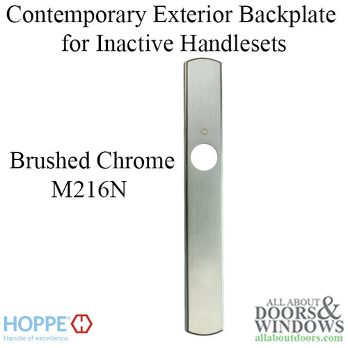 HOPPE Contemporary Exterior Backplate M216N for Inactive Handlesets - Brushed Chrome - HOPPE Contemporary Exterior Backplate M216N for Inactive Handlesets - Brushed Chrome