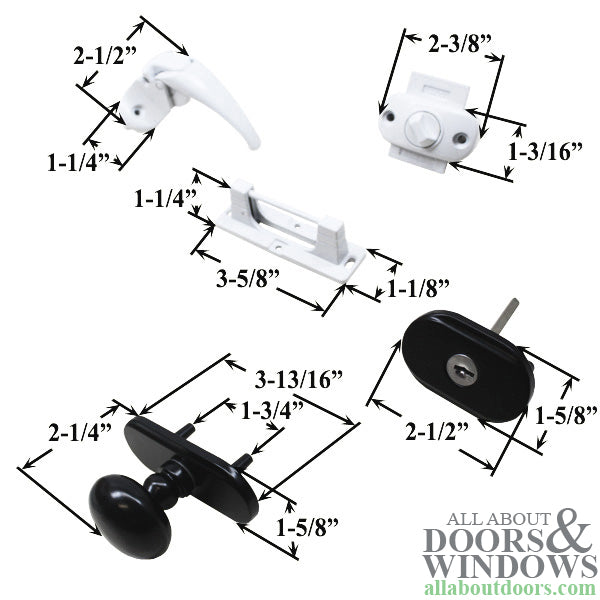 Andersen Knob and Deadbolt Kit 1-1/2 Inch Door - Black / White - Andersen Knob and Deadbolt Kit 1-1/2 Inch Door - Black / White