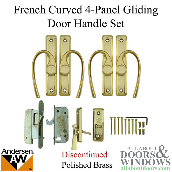 Gliding Door Hardware, French Curved 4-panel - Polished Brass - Gliding Door Hardware, French Curved 4-panel - Polished Brass