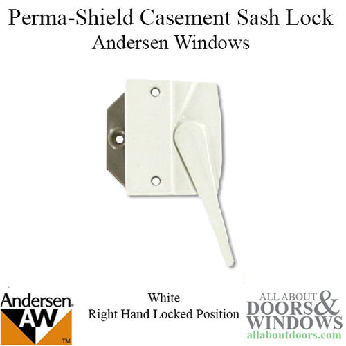 Andersen Casement Window Sash Lock, Perma-Shield 1979-95, RH - White - Andersen Casement Window Sash Lock, Perma-Shield 1979-95, RH - White