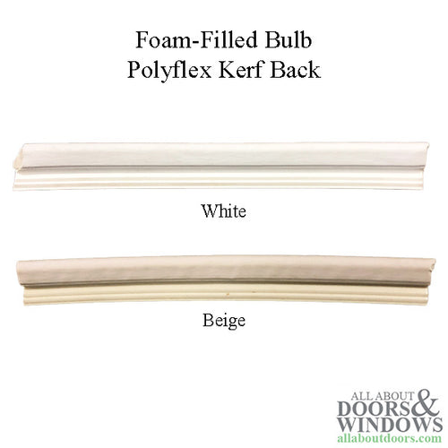 Weatherstrip Kerf Back Polyflex, Foam-Filled Bulb, .320