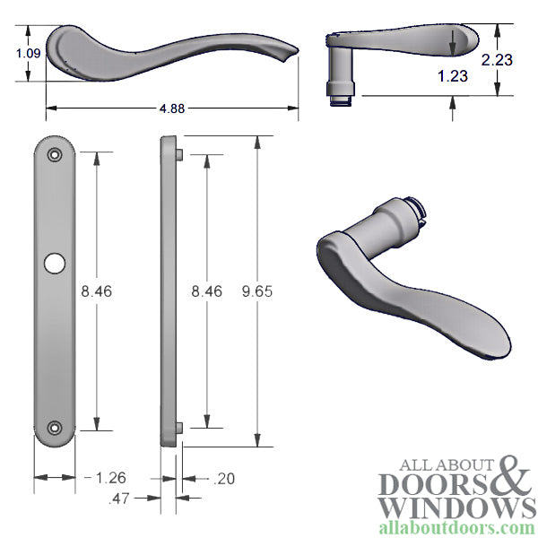 Inactive Handle Set 400 A Series Multi-Point Lock Trim - Left Hand - Inactive Handle Set 400 A Series Multi-Point Lock Trim - Left Hand