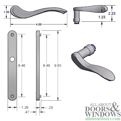 Inactive Handle Set 400 A Series Multi-Point Lock Trim - Left Hand - Inactive Handle Set 400 A Series Multi-Point Lock Trim - Left Hand