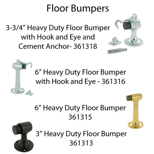 Cement Floor Bumper with Hook and Eye - Choose Finish - Cement Floor Bumper with Hook and Eye - Choose Finish