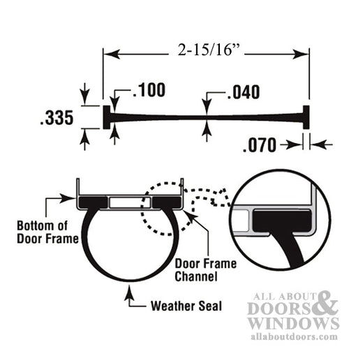 Weatherstrip, Fiberglass and Alum. Doors, 9 Foot - Weatherstrip, Fiberglass and Alum. Doors, 9 Foot