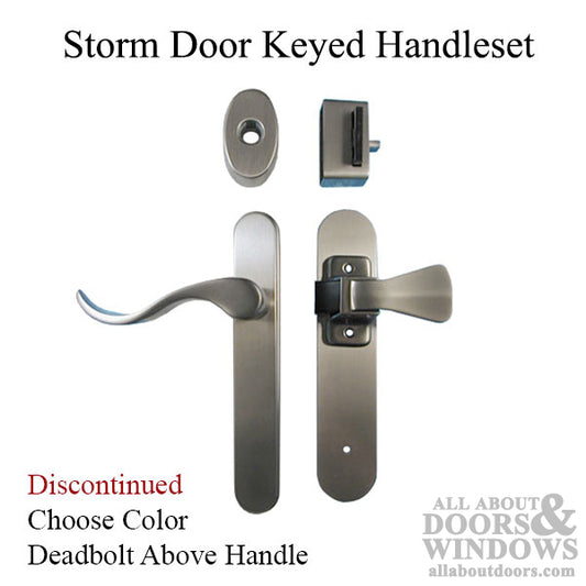 Storm Door Handle Set  Keyed Deadbolt - Above  Handle  - Choose Color