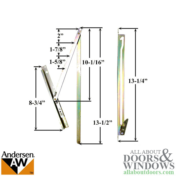 Egress Hinge Set w/ Screws for Andersen Flex-Pac All Wood Windows -Zinc & Golden Dichromate Plating - Egress Hinge Set w/ Screws for Andersen Flex-Pac All Wood Windows -Zinc & Golden Dichromate Plating