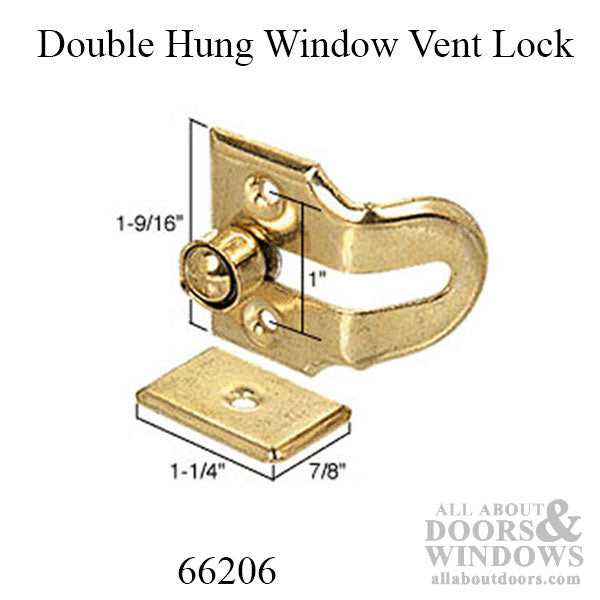 Double Hung Window Vent Lock, Brass - 2 pack - Double Hung Window Vent Lock, Brass - 2 pack