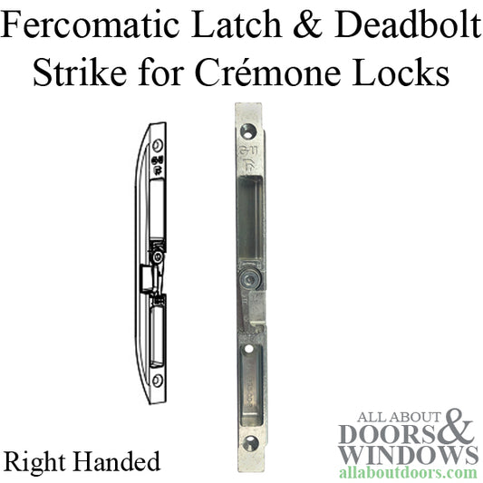 Fercomatic Latch & Deadbolt Strike, profile notching, Square Ends, Right