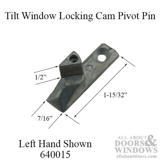 Tilt Window Cam Pivot Pin, Zinc, Left Hand - Mill Finish