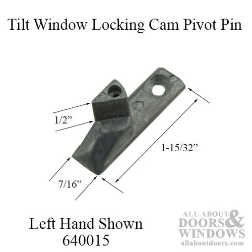 Tilt Window Cam Pivot Pin, Zinc, Left Hand - Mill Finish - Tilt Window Cam Pivot Pin, Zinc, Left Hand - Mill Finish