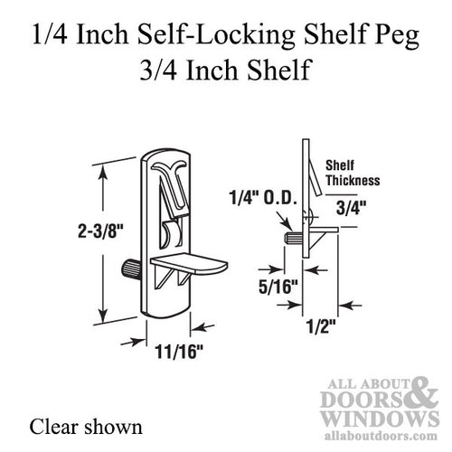 1/4 Inch Shelf Support Peg, 3/4 Inch - 4 Pack - 1/4 Inch Shelf Support Peg, 3/4 Inch - 4 Pack