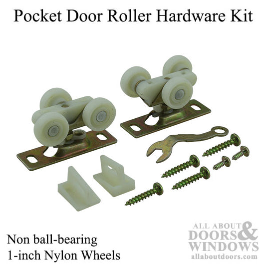 Non Ball-Bearing Pocket Door Roller Hardware, 1-inch Wheels