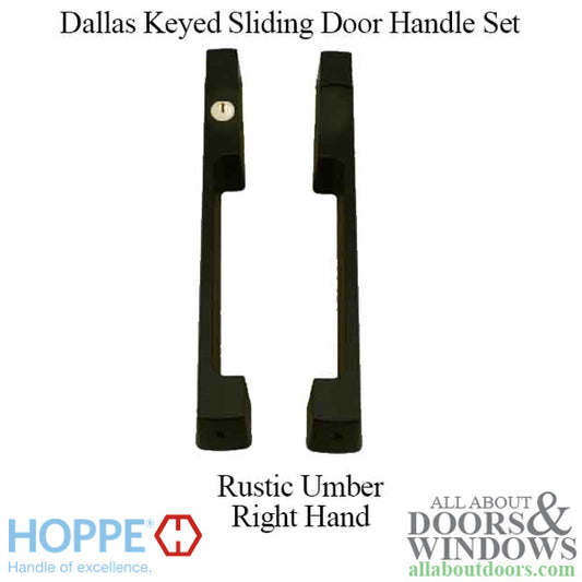 Dallas Keyed Sliding Door handle set, HLS9000 gears RH 1-3/4" Panel - Rustic Umber