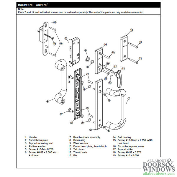 Andersen Frenchwood Gliding Door - Keyed Lock, Anvers - Right Hand - Satin Nickel - Andersen Frenchwood Gliding Door - Keyed Lock, Anvers - Right Hand - Satin Nickel