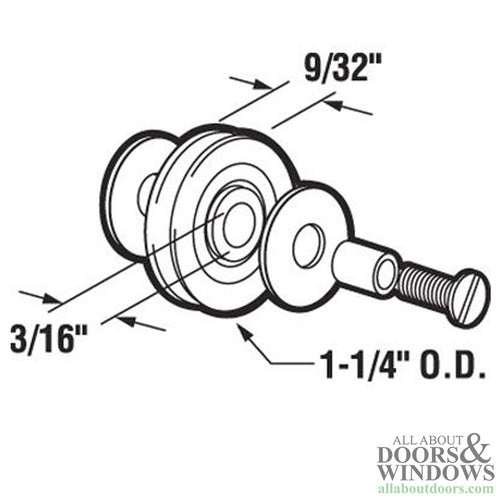 Bottom Mount Guide Roller Assembly with 1-1/4 Inch Nylon Wheel for Sliding Screen Door - Bottom Mount Guide Roller Assembly with 1-1/4 Inch Nylon Wheel for Sliding Screen Door