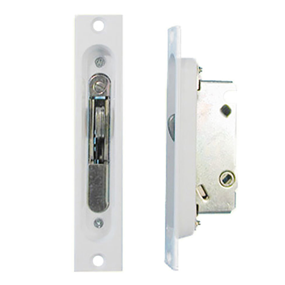 Mortise Latch Assembly With Recessed Faceplate; Peachtree Sliding Door - White - Mortise Latch Assembly With Recessed Faceplate; Peachtree Sliding Door - White