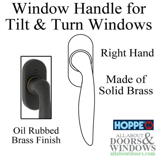 Toronto Handle for Tilt & Turn Windows - Solid Brass - Oil Rubbed Brass, Right Hand