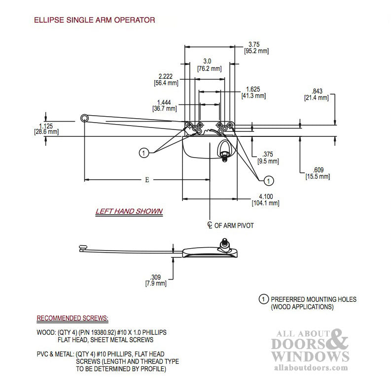 Bilt Best l Casement Operator, 9-1/2 - DISC.- See Notes - Bilt Best l Casement Operator, 9-1/2 - DISC.- See Notes