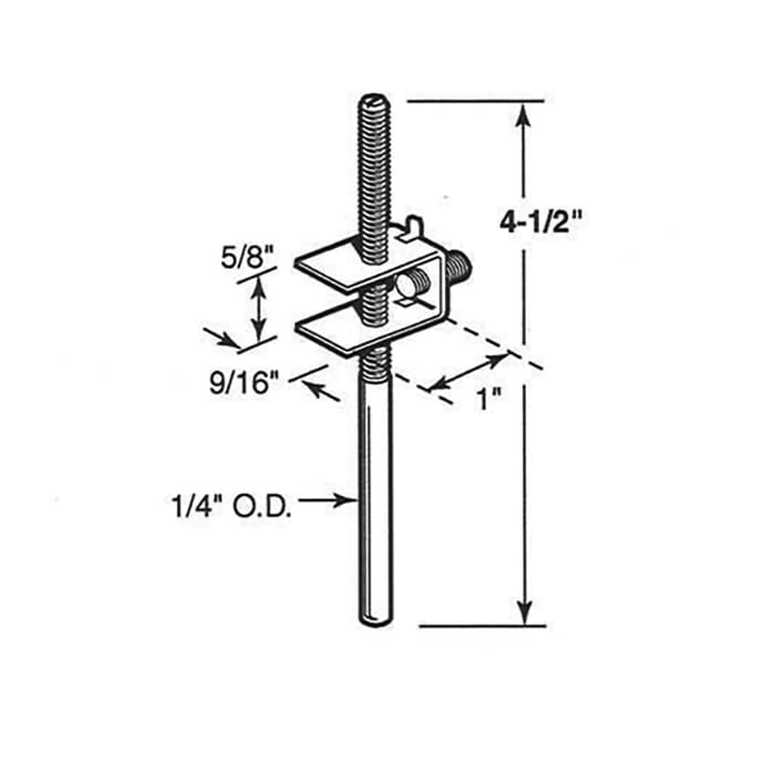 Pivot Rod, 1/4 inch, Bottom, threaded, Metal bi-fold Door - Pivot Rod, 1/4 inch, Bottom, threaded, Metal bi-fold Door