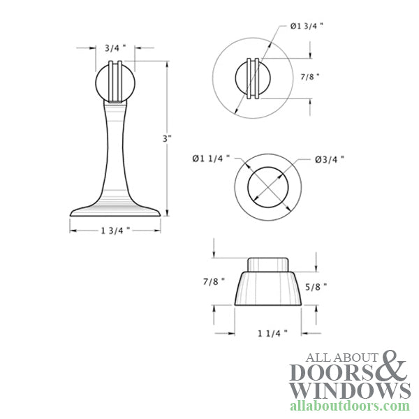 3'' Magnetic Door Holder Round Base - Choose Finish - 3'' Magnetic Door Holder Round Base - Choose Finish