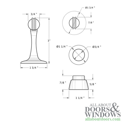 3'' Magnetic Door Holder Round Base - Choose Finish - 3'' Magnetic Door Holder Round Base - Choose Finish