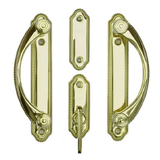 Andersen Frenchwood Gliding Door Trim Whitmore, 2 Panel Interior & Exterior - Polished Brass