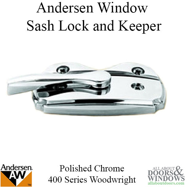 Andersen Woodwright Double Hung Windows Sash Lock & Keeper Set - Polished Chrome - Andersen Woodwright Double Hung Windows Sash Lock & Keeper Set - Polished Chrome