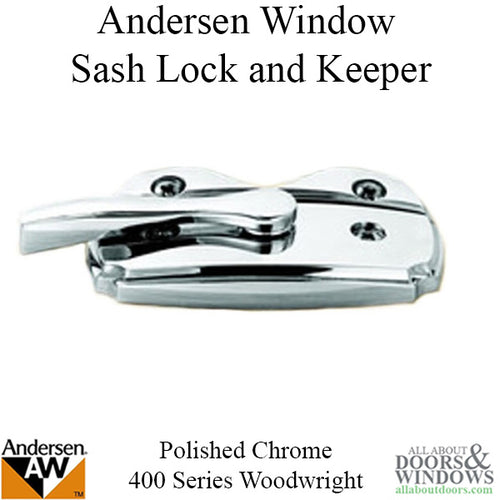 Andersen Woodwright Double Hung Windows Sash Lock & Keeper Set - Polished Chrome - Andersen Woodwright Double Hung Windows Sash Lock & Keeper Set - Polished Chrome