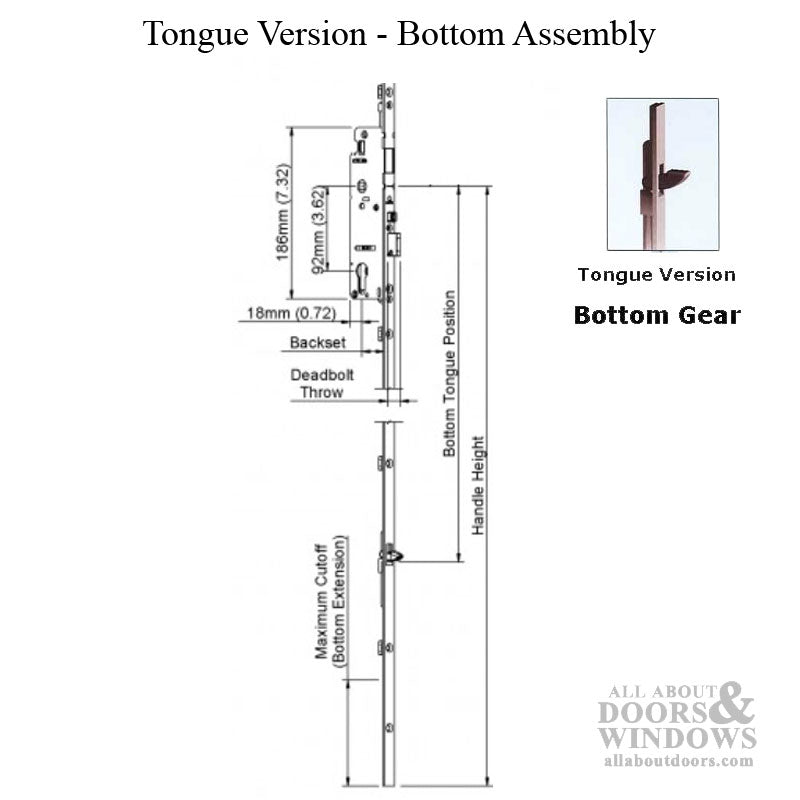 Hoppe 16mm Manual 45/92 Gear, Tongue at 29.65